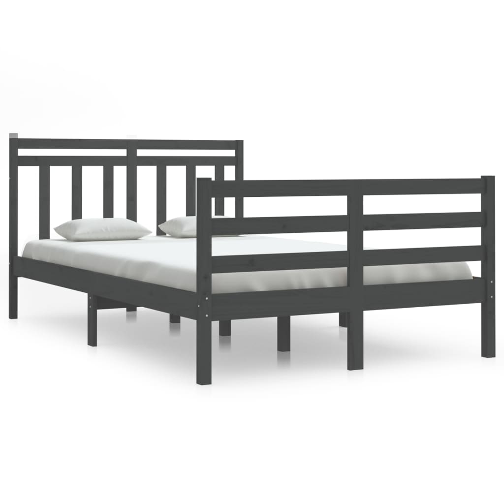 Bedframe Massief Hout Grijs 120X200 Cm