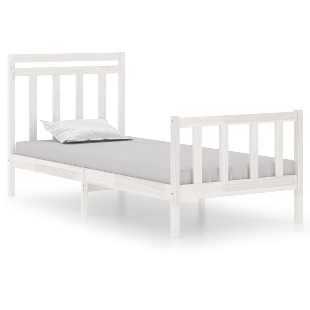 Bedframe Massief Hout Wit 75X190 Cm 2Ft6 Small Single