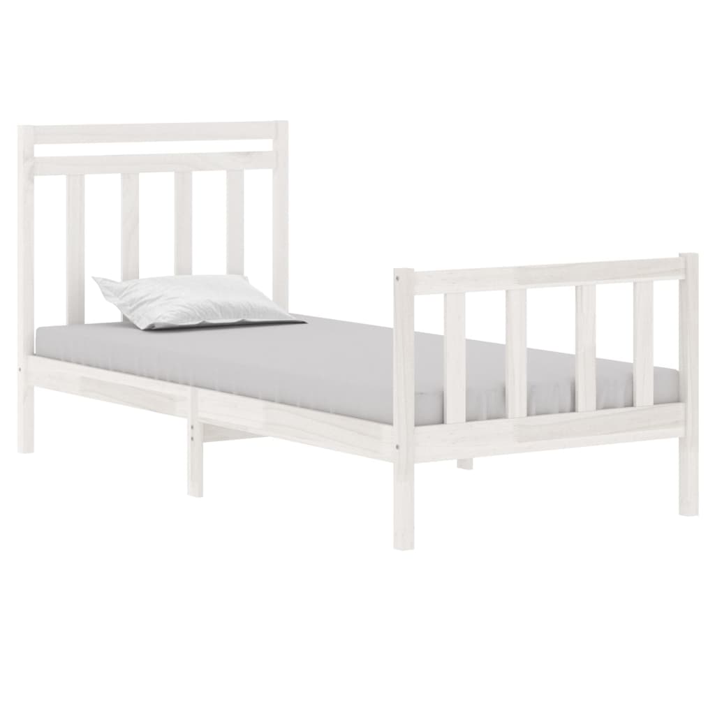 Bedframe Massief Hout Wit 75X190 Cm 2Ft6 Small Single