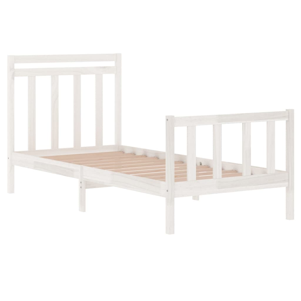 Bedframe Massief Hout Wit 75X190 Cm 2Ft6 Small Single