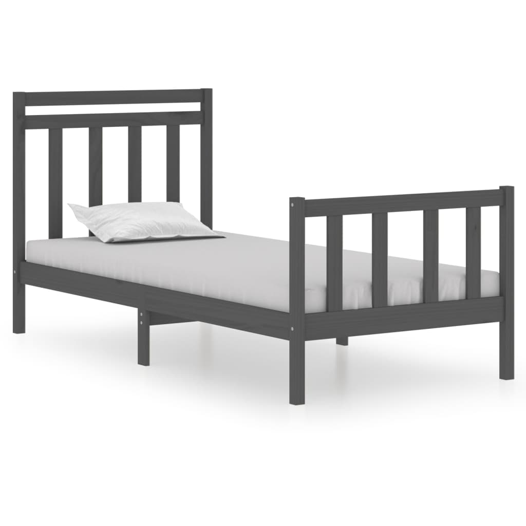 Bedframe Massief Hout Grijs 75X190 Cm 2Ft6 Small Single