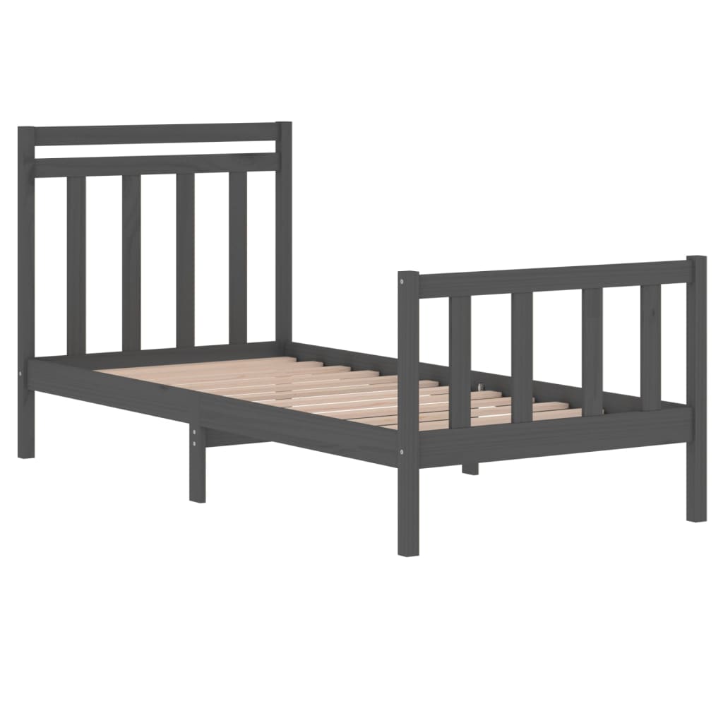Bedframe Massief Hout Grijs 75X190 Cm 2Ft6 Small Single