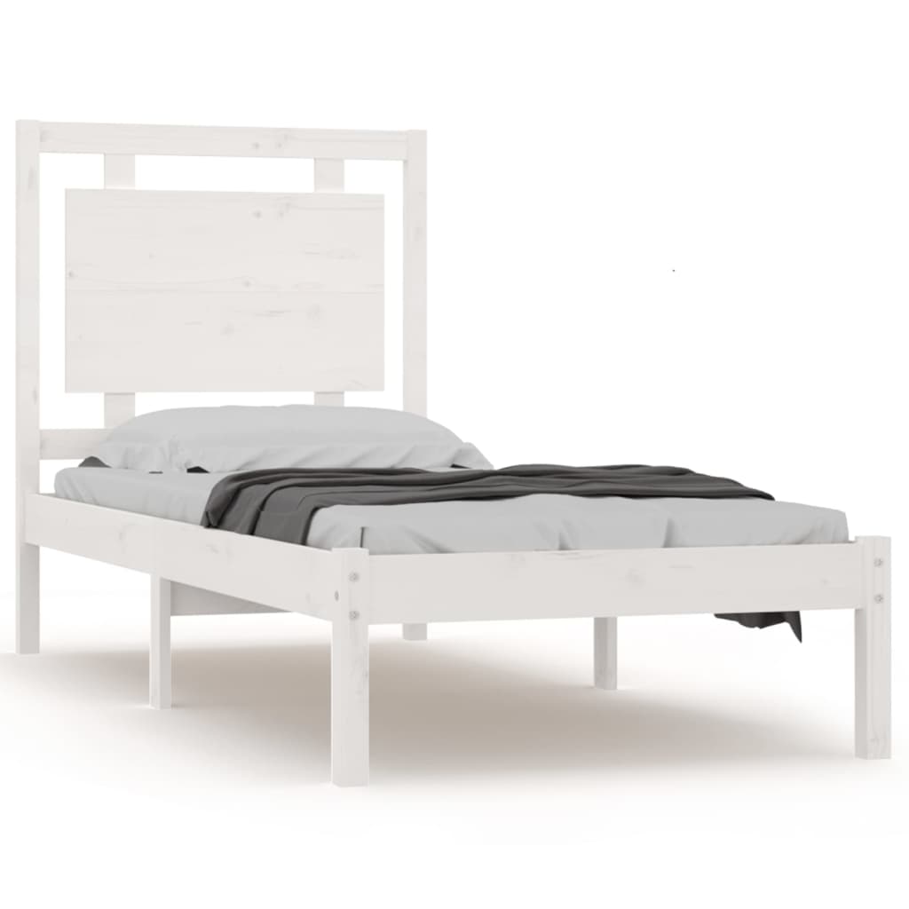 Bedframe Massief Hout Wit 90X200 Cm