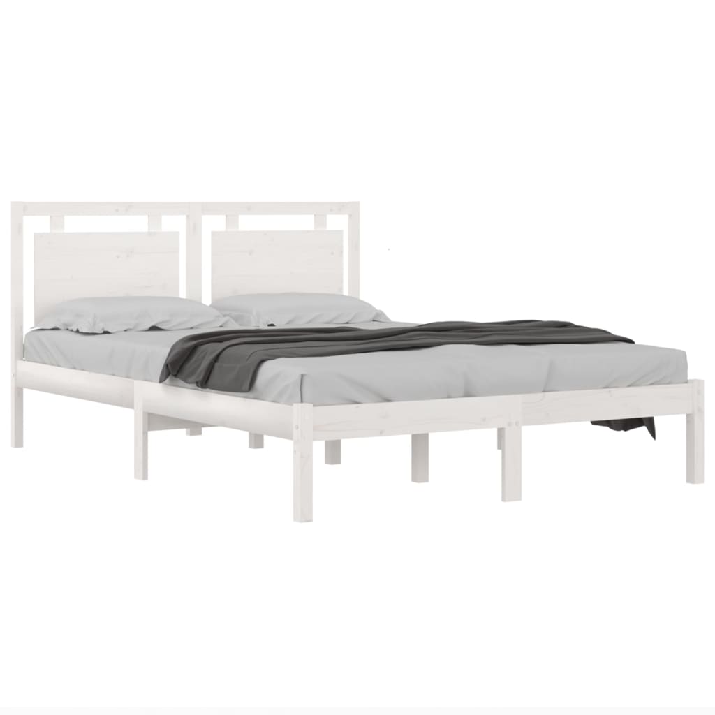 Bedframe Massief Hout Wit 180X200 Cm 6Ft Super King