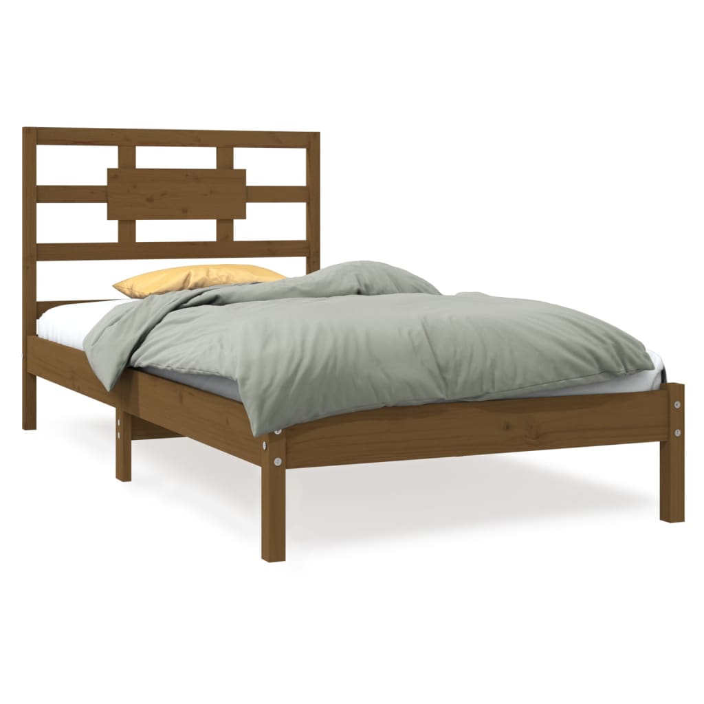 Bedframe Massief Hout Honingbruin 90X190 Cm 3Ft Single