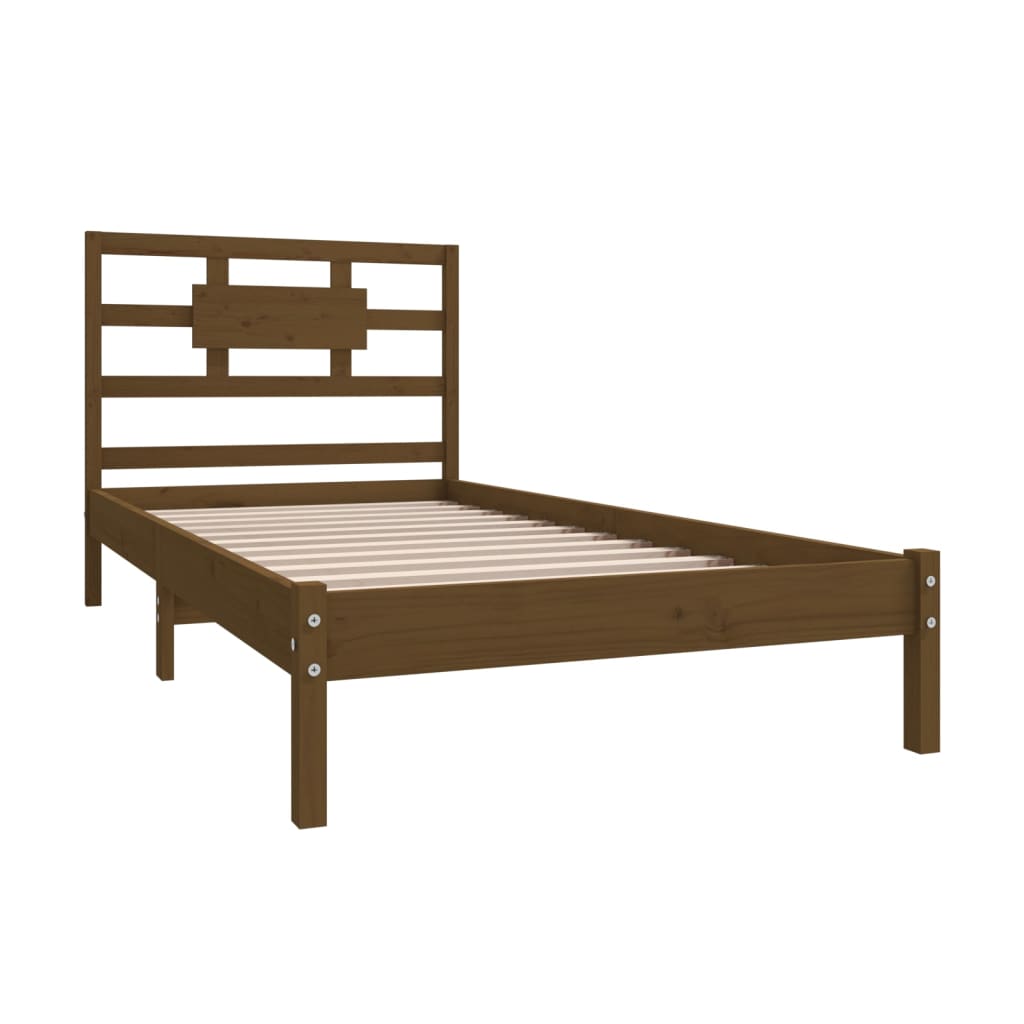 Bedframe Massief Hout Honingbruin 90X190 Cm 3Ft Single