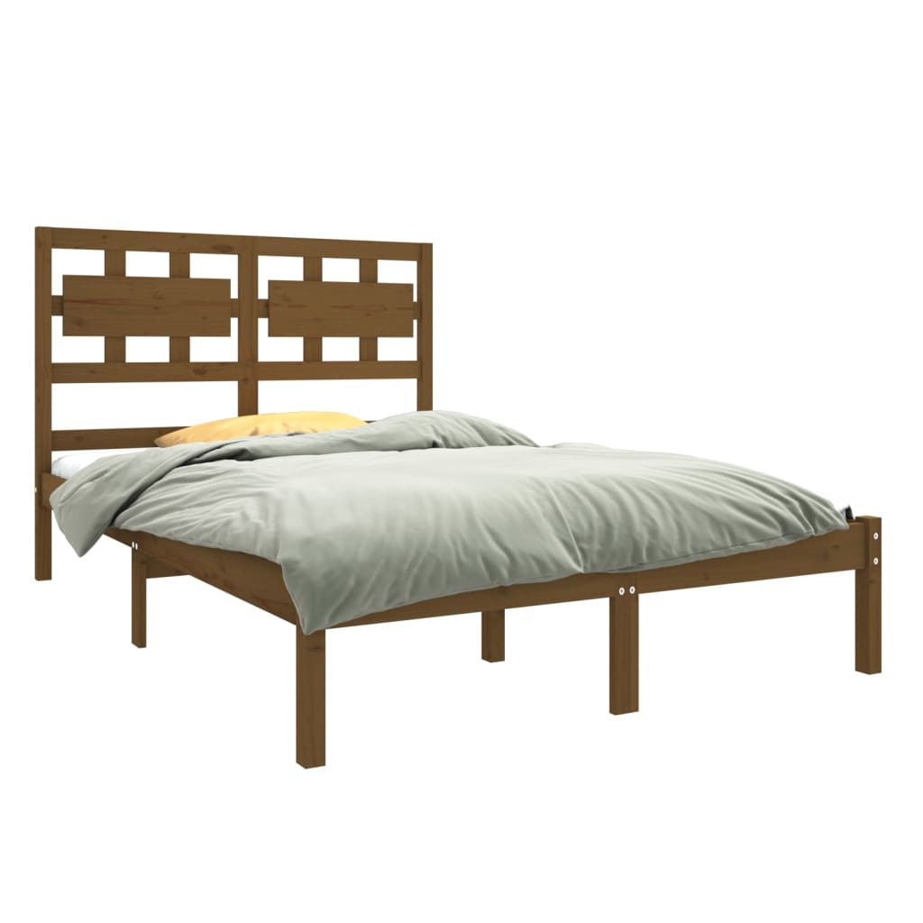 Bedframe Massief Hout Honingbruin 120X190 Cm 4Ft Small Double