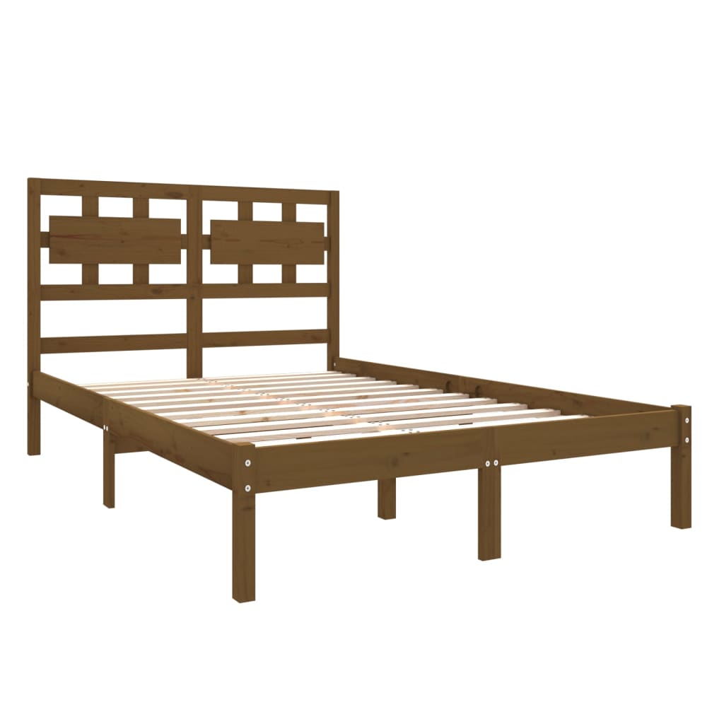 Bedframe Massief Hout Honingbruin 120X190 Cm 4Ft Small Double