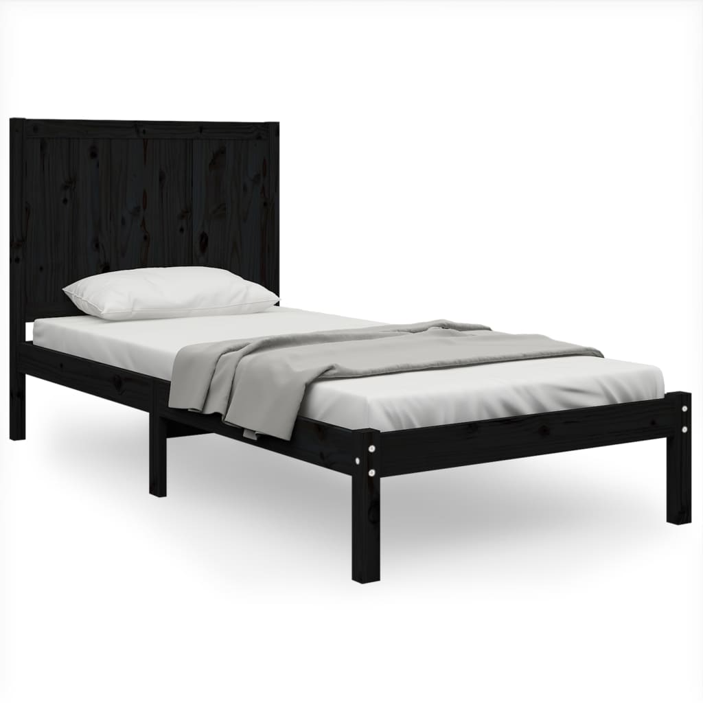 Bedframe Massief Grenenhout Zwart 100X200 Cm