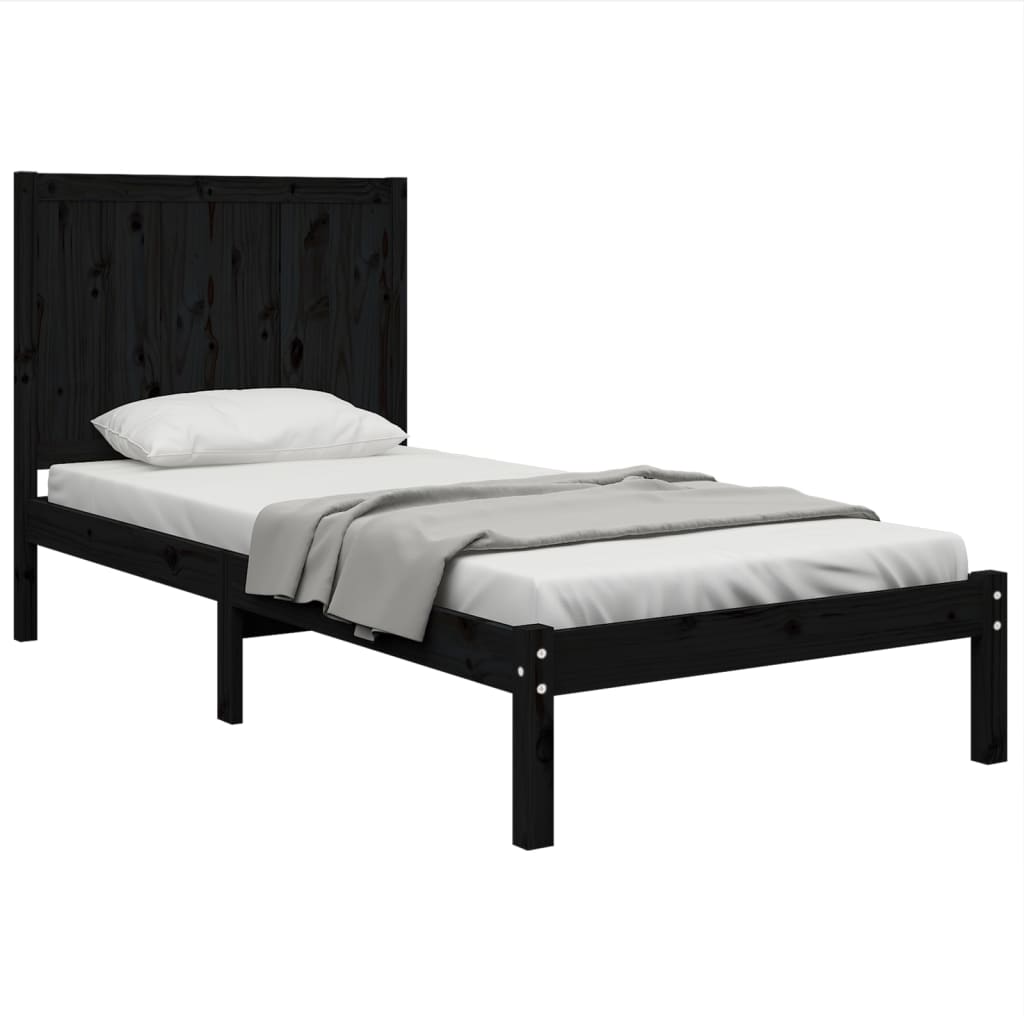 Bedframe Massief Grenenhout Zwart 100X200 Cm