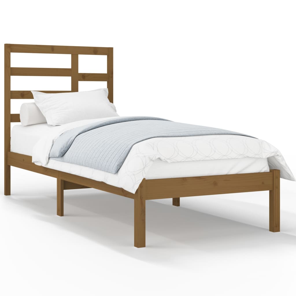 Bedframe Massief Hout Honingbruin 75X190 Cm 2Ft6 Small Single