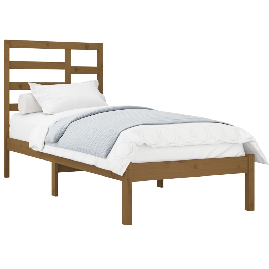 Bedframe Massief Hout Honingbruin 75X190 Cm 2Ft6 Small Single