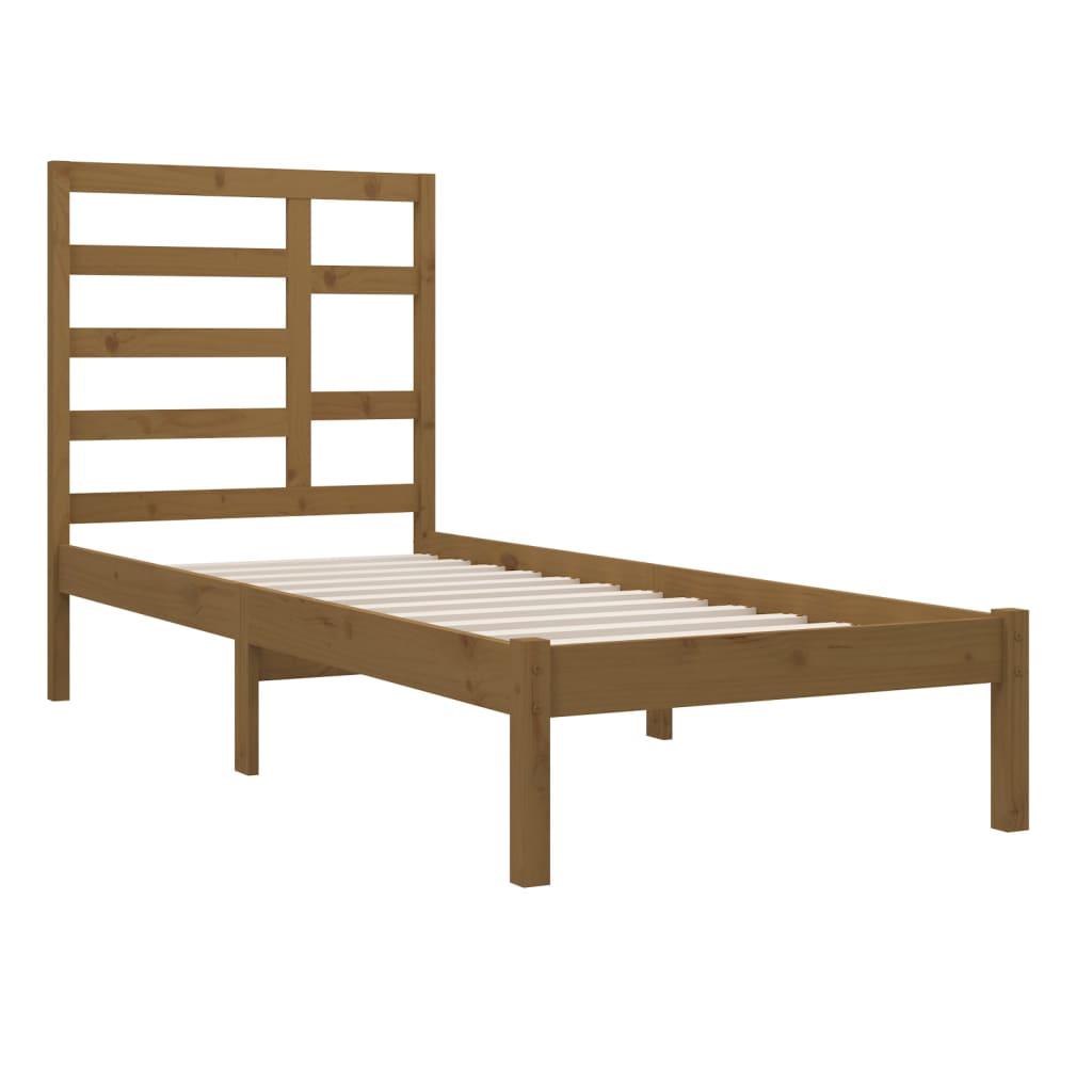 Bedframe Massief Hout Honingbruin 75X190 Cm 2Ft6 Small Single
