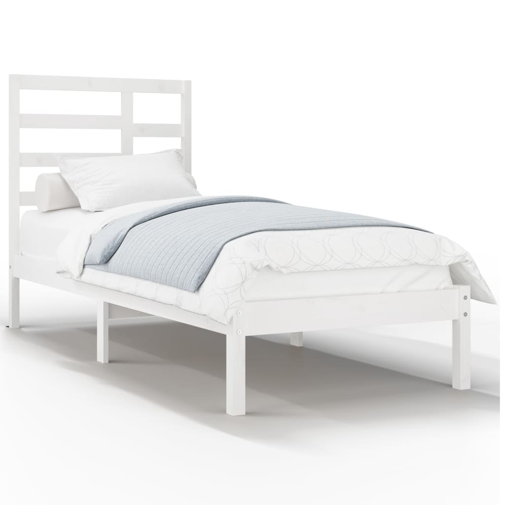 Bedframe Massief Hout Wit 90X190 Cm 3Ft Single