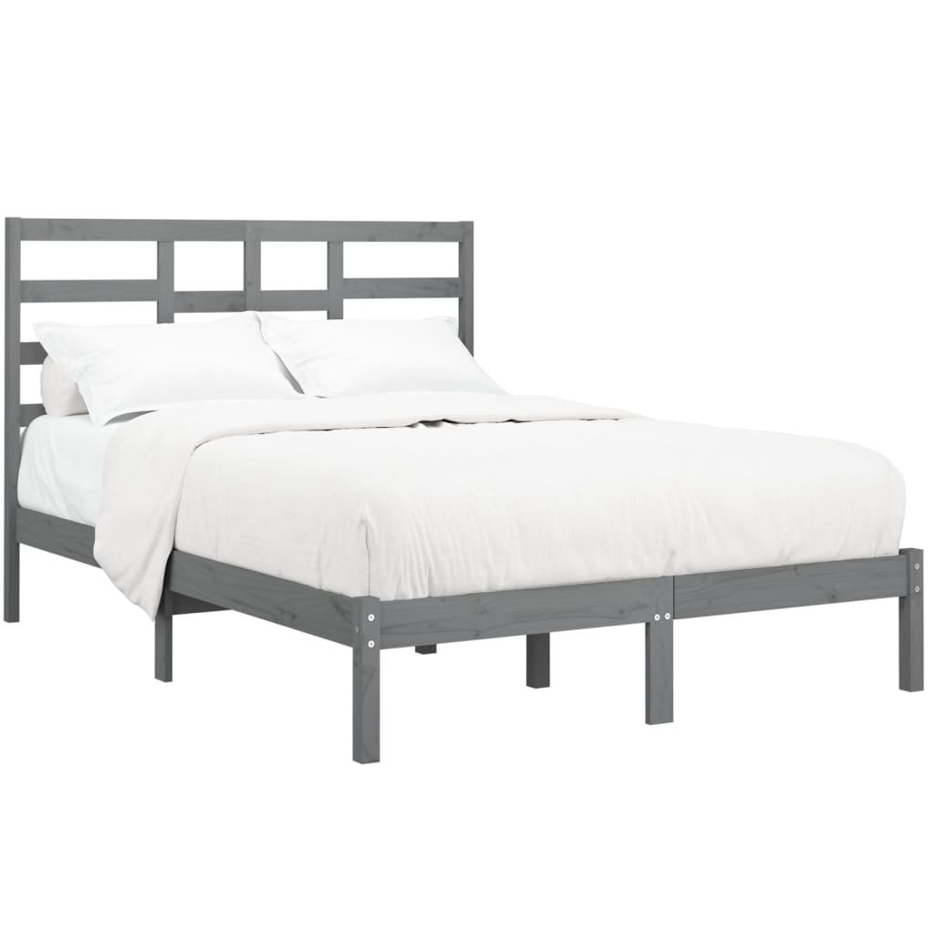 Bedframe Massief Hout Grijs 120X190 Cm 4Ft Small Double