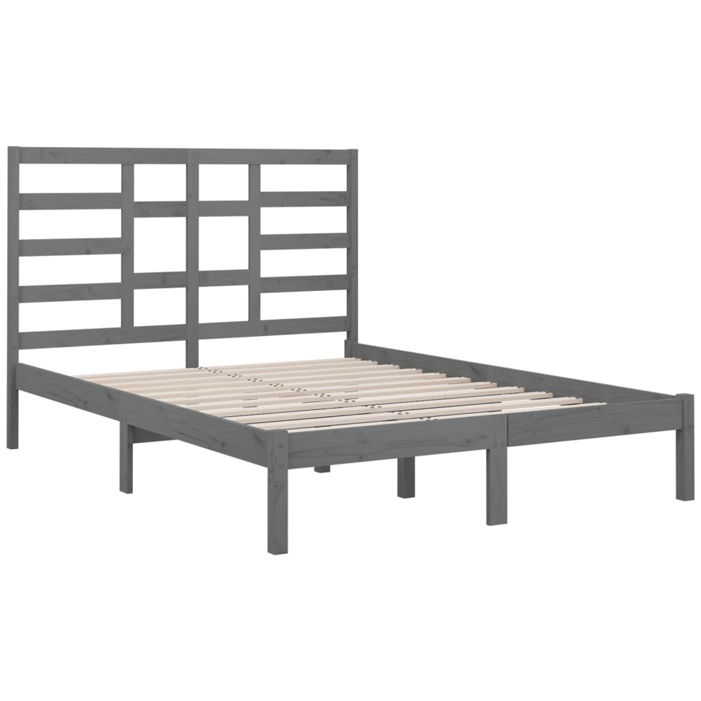 Bedframe Massief Hout Grijs 120X190 Cm 4Ft Small Double