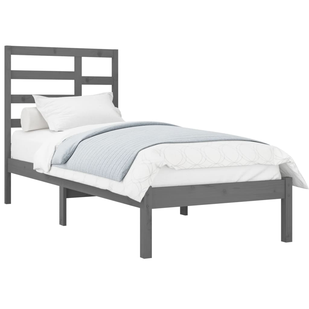 Bedframe Massief Hout Grijs 90X200 Cm