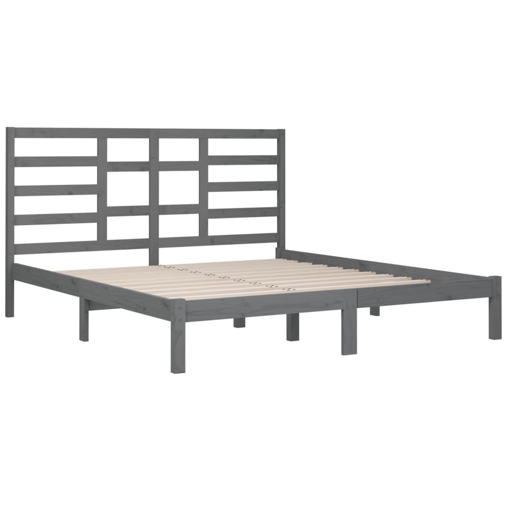 Bedframe Massief Hout Grijs 180X200 Cm 6Ft Super King
