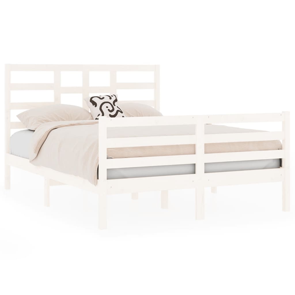 Bedframe Massief Hout Wit 140X190 Cm