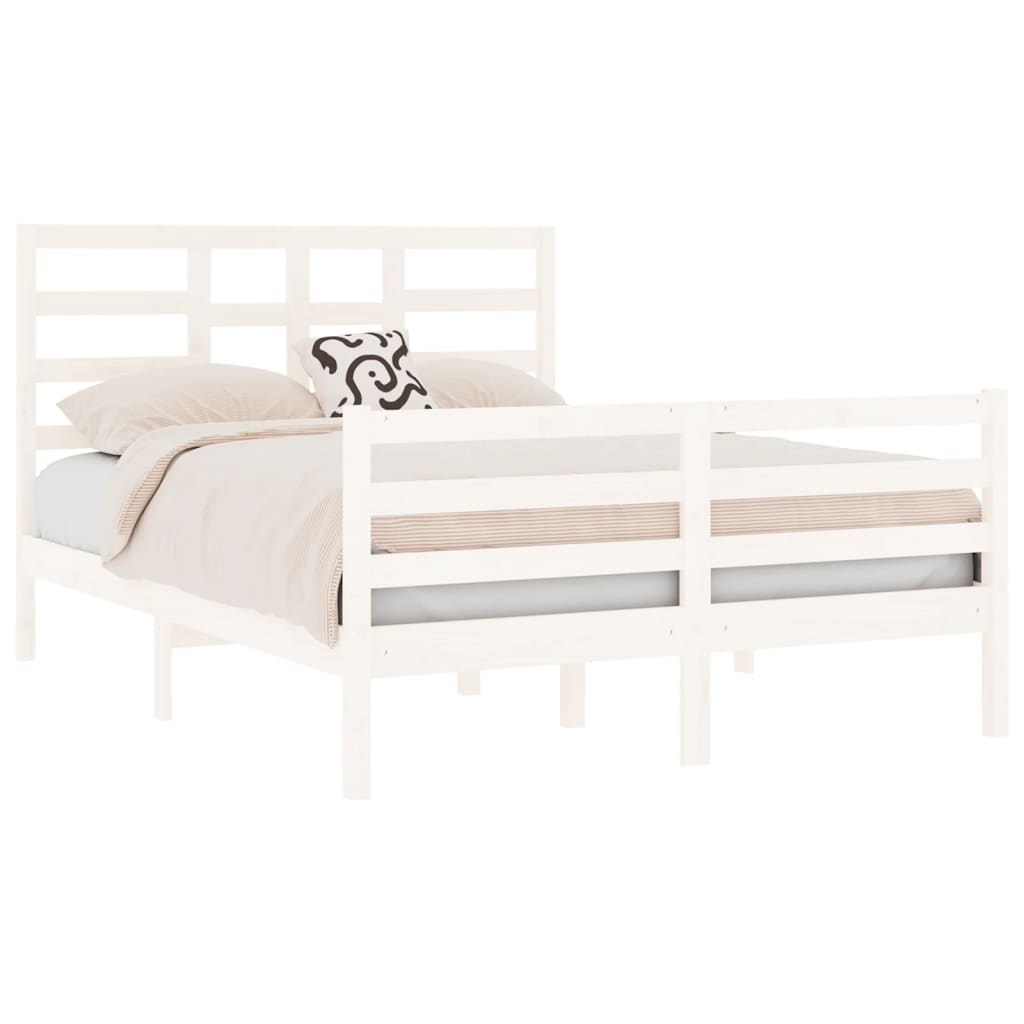 Bedframe Massief Hout Wit 140X190 Cm
