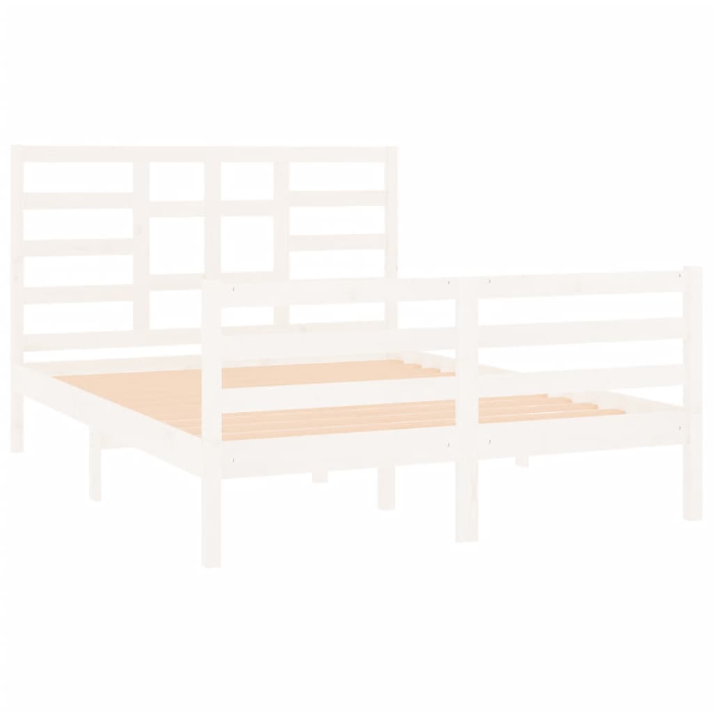 Bedframe Massief Hout Wit 140X190 Cm