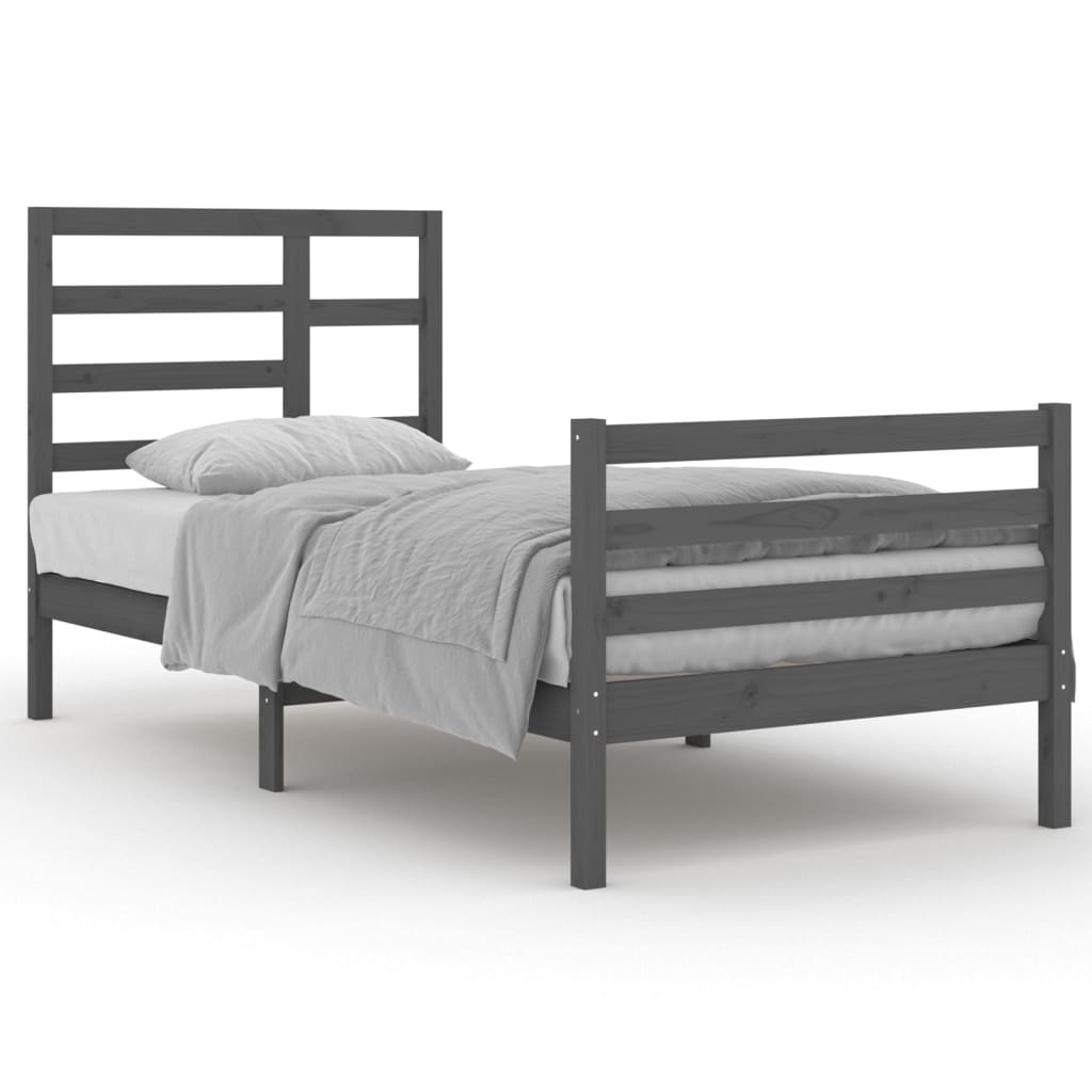 Bedframe Massief Hout Grijs 90X200 Cm