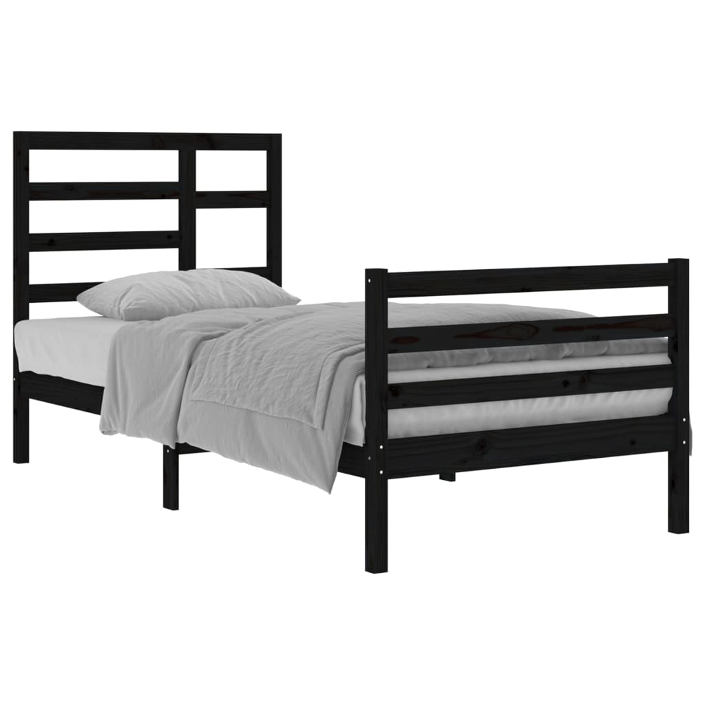 Bedframe Massief Hout Zwart 90X200 Cm