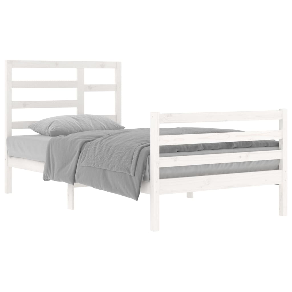 Bedframe Massief Hout Wit 100X200 Cm
