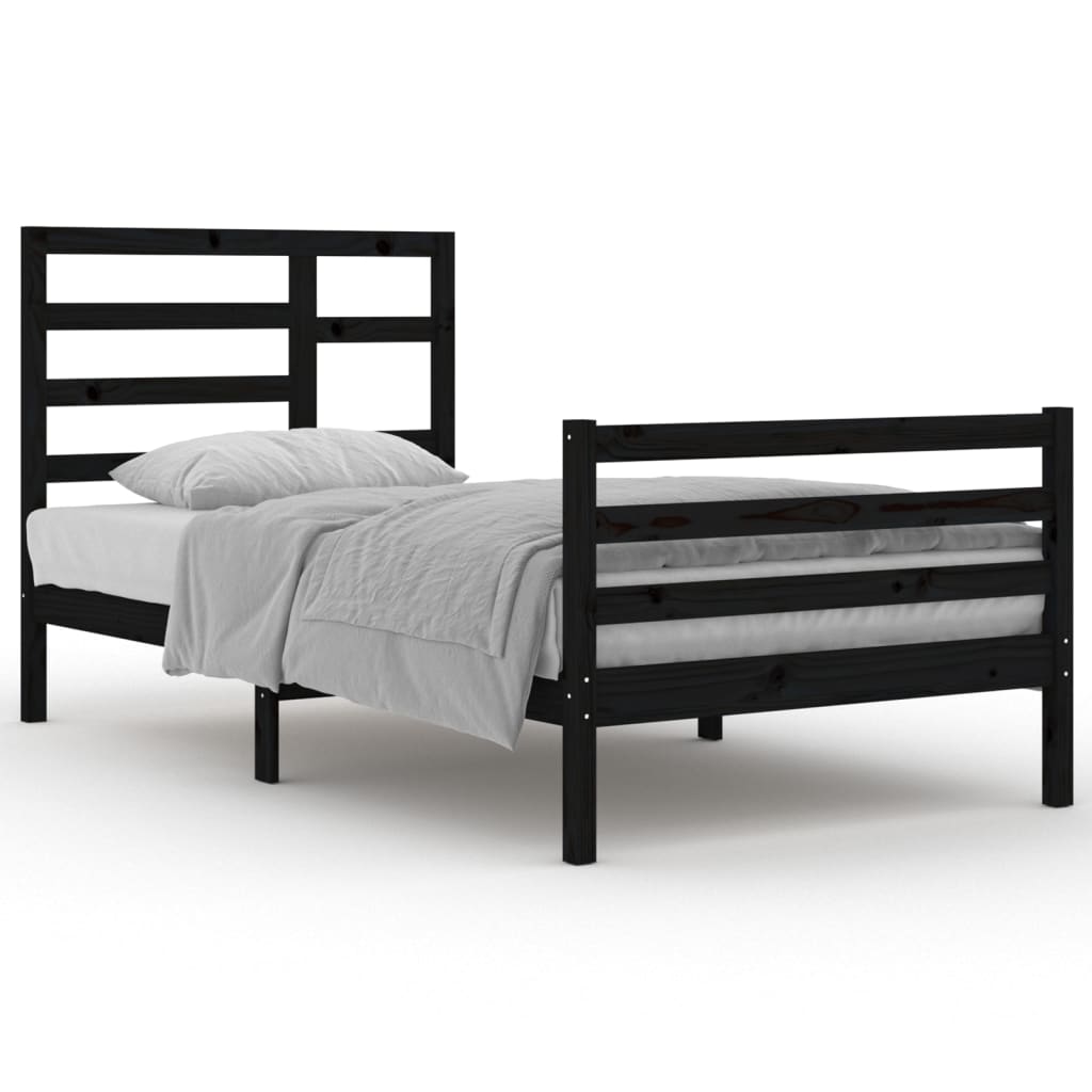 Bedframe Massief Hout Zwart 100X200 Cm