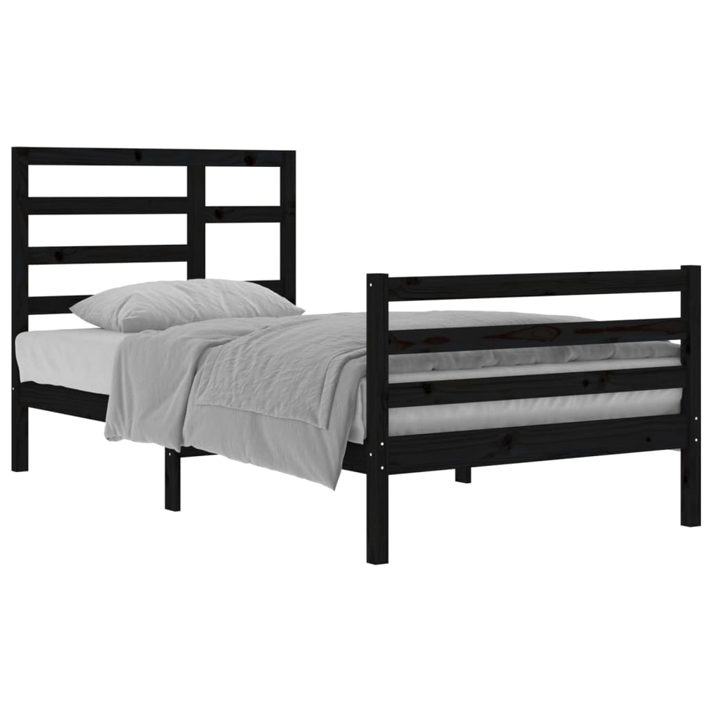 Bedframe Massief Hout Zwart 100X200 Cm
