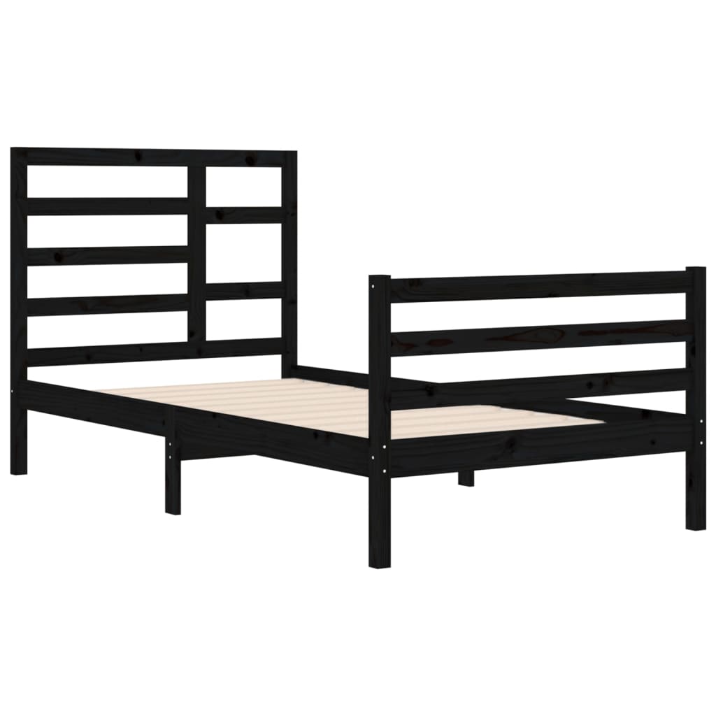 Bedframe Massief Hout Zwart 100X200 Cm