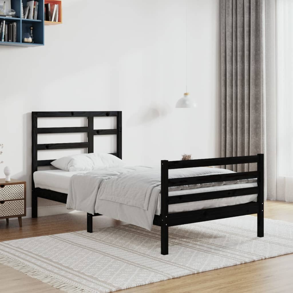 Bedframe Massief Hout Zwart 100X200 Cm