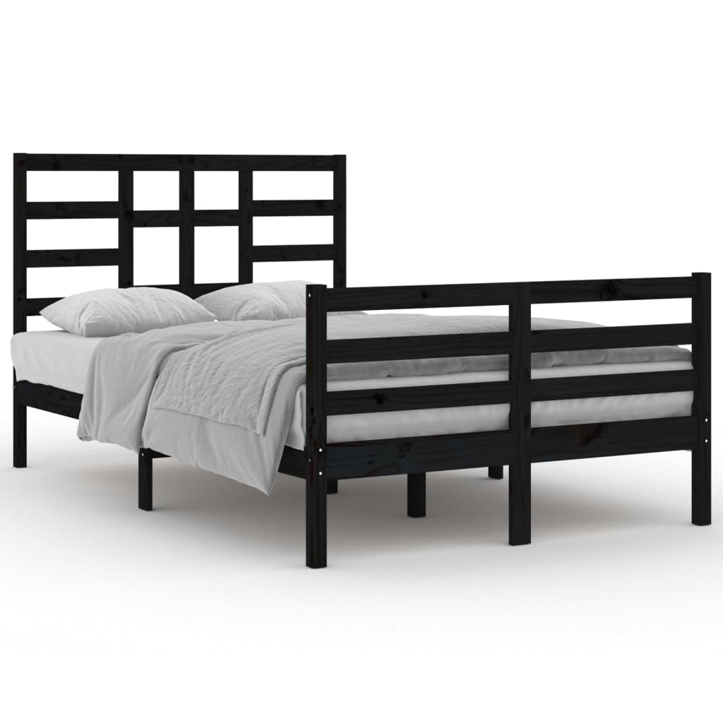 Bedframe Massief Hout Zwart 120X200 Cm