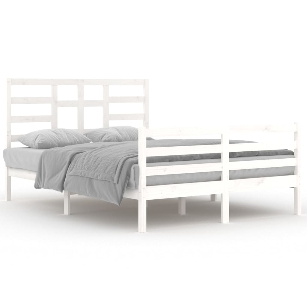 Bedframe Massief Hout Wit 140X200 Cm
