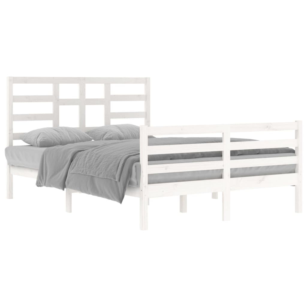 Bedframe Massief Hout Wit 140X200 Cm