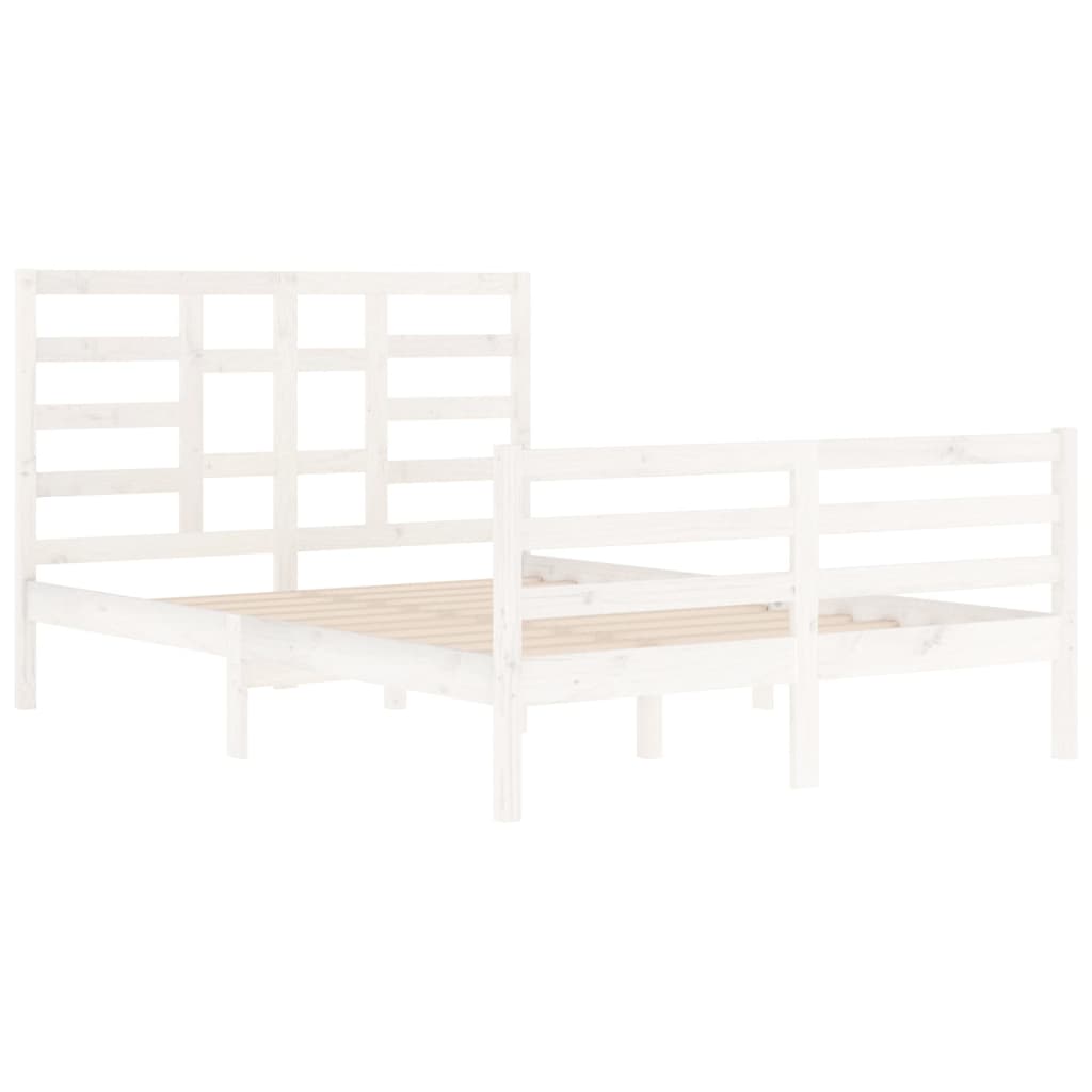 Bedframe Massief Hout Wit 140X200 Cm