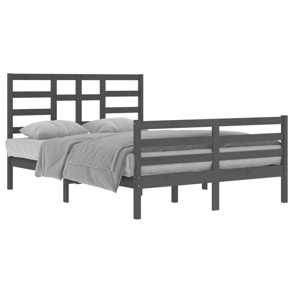 Bedframe Massief Hout Grijs 140X200 Cm