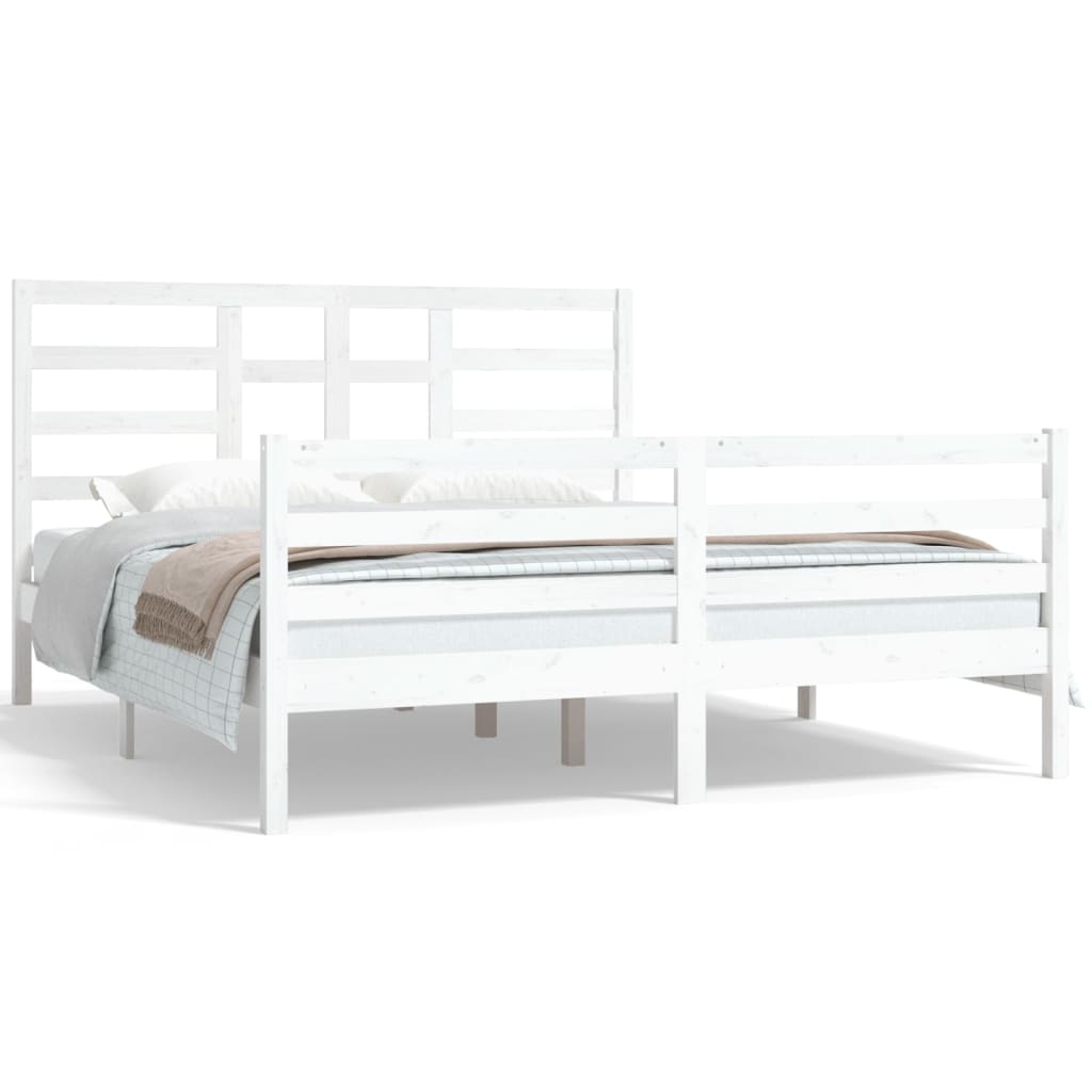 Bedframe Massief Hout Wit 160X200 Cm