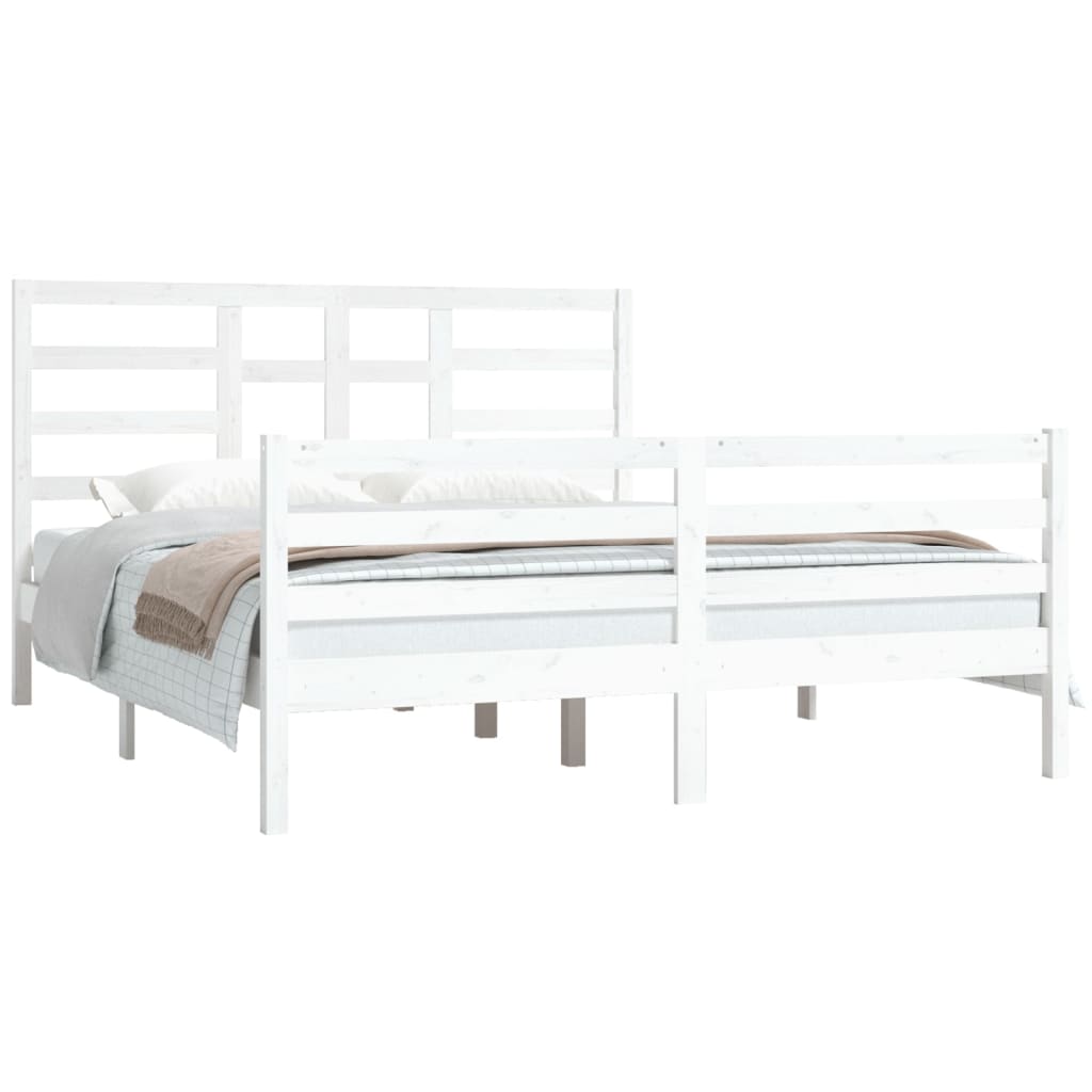 Bedframe Massief Hout Wit 160X200 Cm