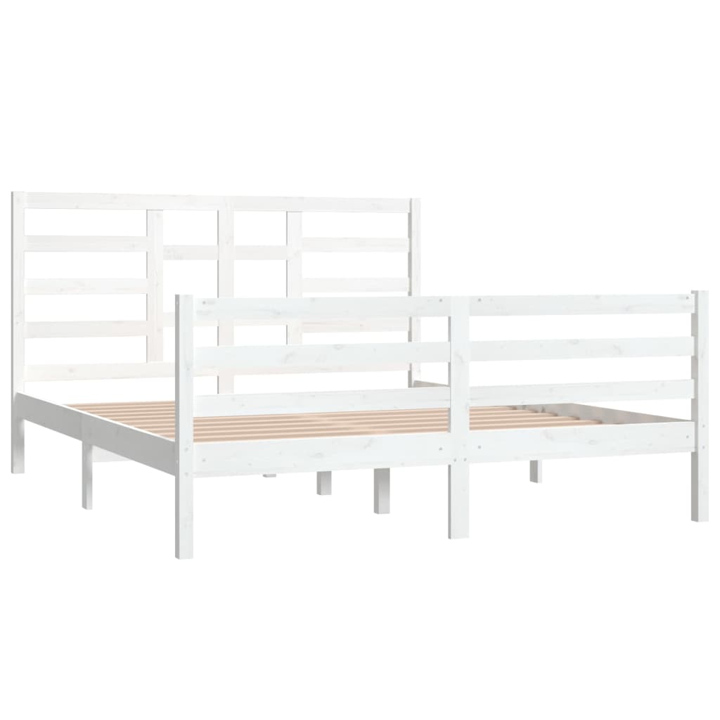 Bedframe Massief Hout Wit 160X200 Cm