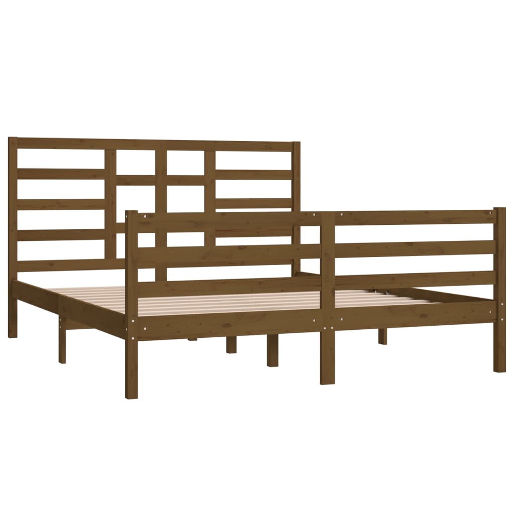 Bedframe Massief Hout Honingbruin 160X200 Cm
