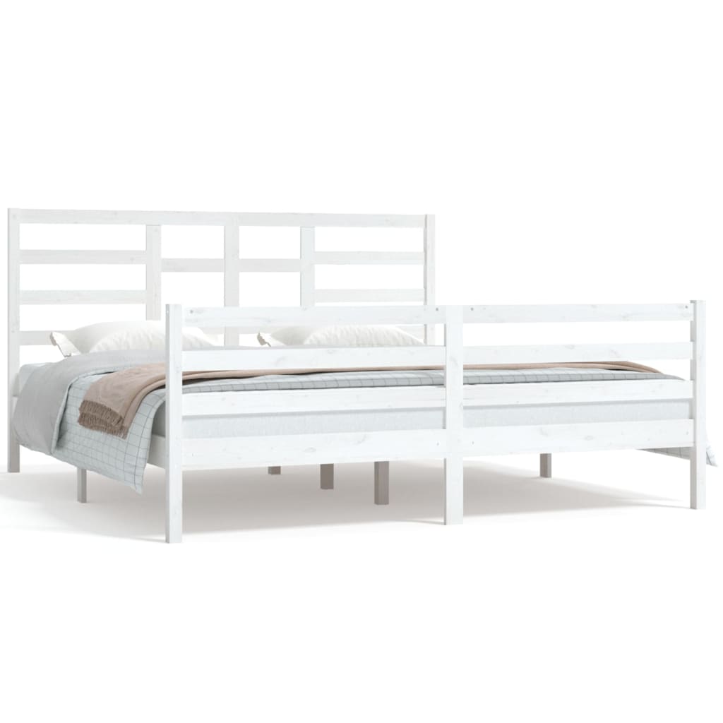 Bedframe Massief Hout Wit 180X200 Cm 6Ft Super King