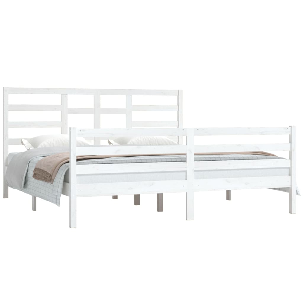Bedframe Massief Hout Wit 180X200 Cm 6Ft Super King