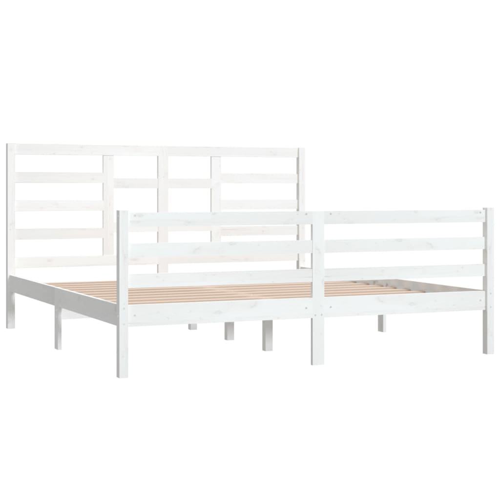 Bedframe Massief Hout Wit 180X200 Cm 6Ft Super King