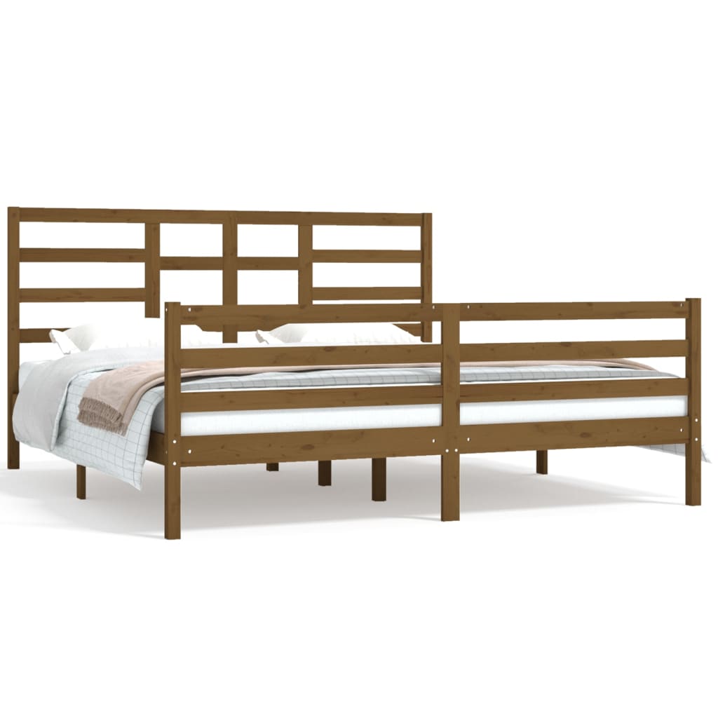 Bedframe Massief Hout Honingbruin 180X200 Cm 6Ft Super King