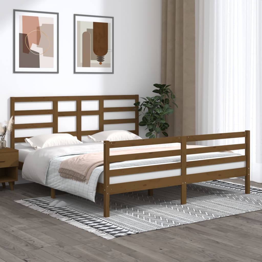 Bedframe Massief Hout Honingbruin 180X200 Cm 6Ft Super King