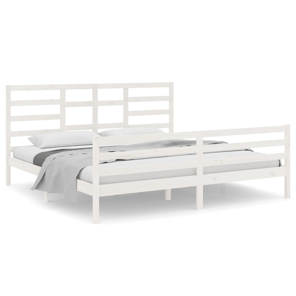 Bedframe Massief Hout Wit 200X200 Cm