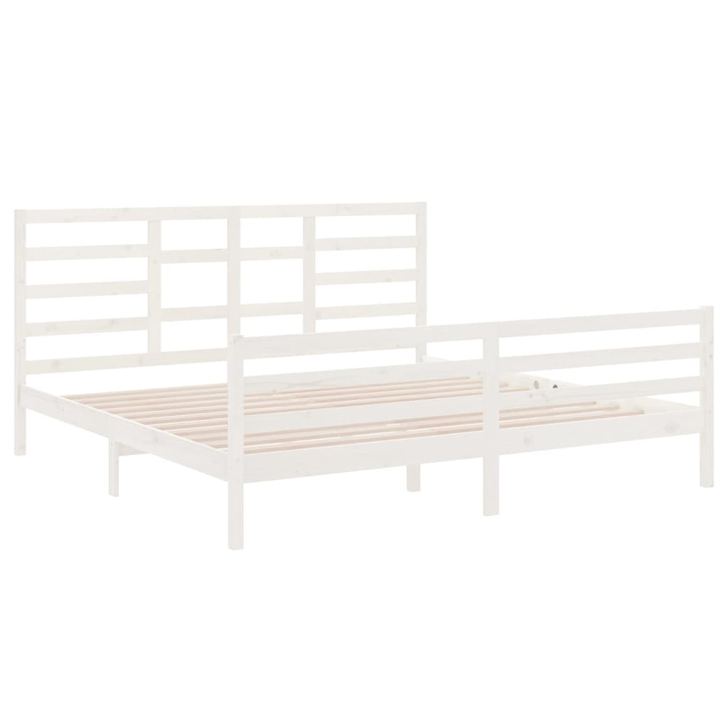Bedframe Massief Hout Wit 200X200 Cm