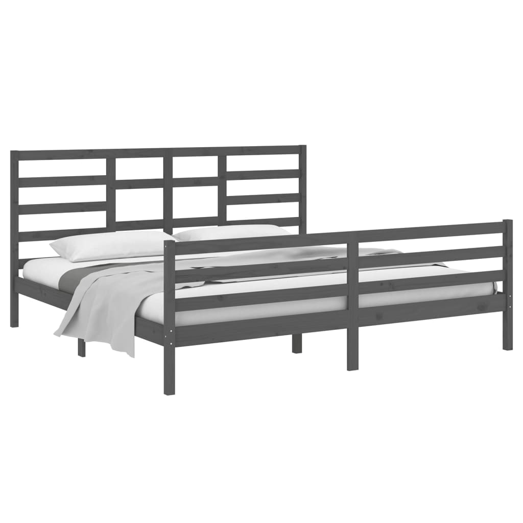 Bedframe Massief Hout Grijs 200X200 Cm