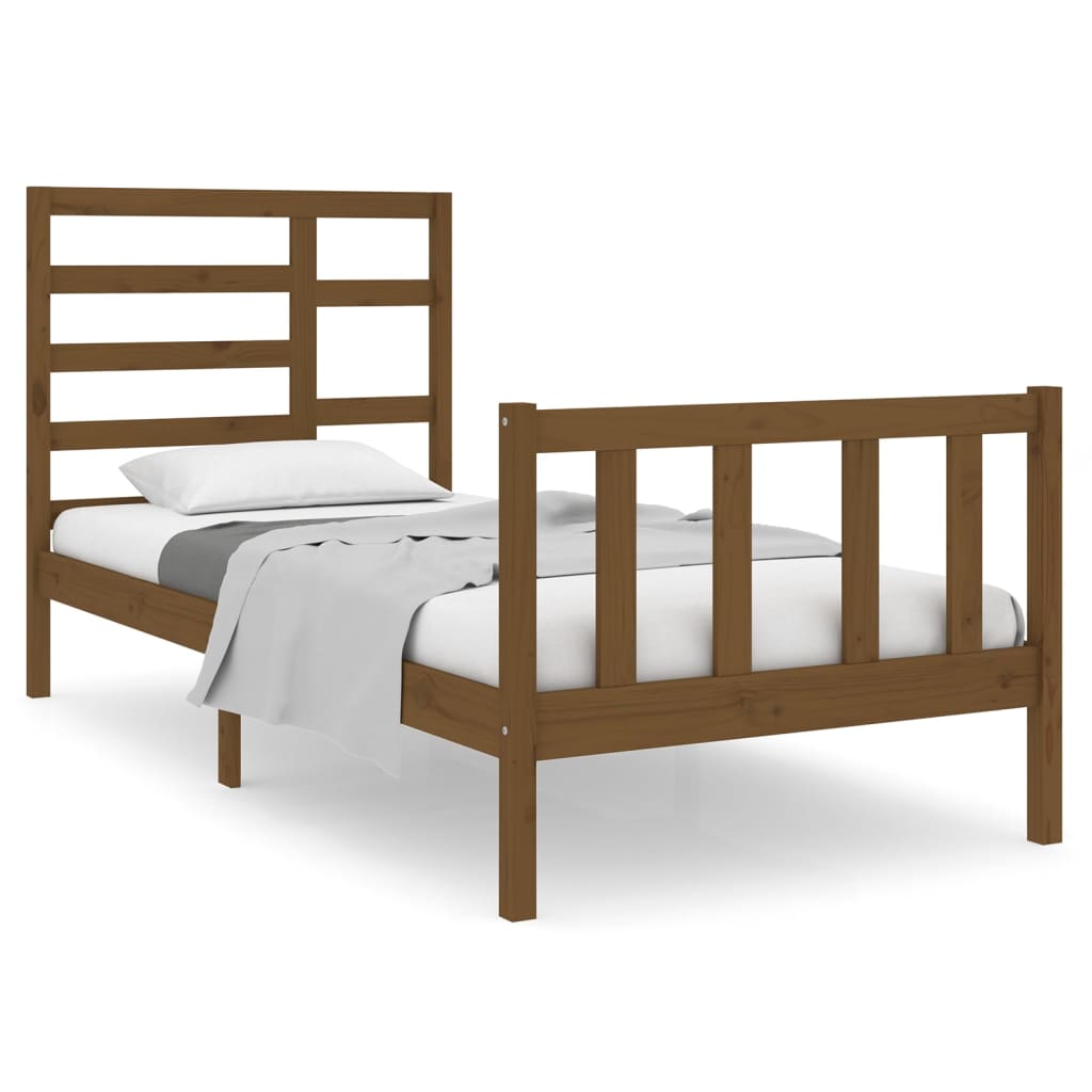 Bedframe Massief Hout Honingbruin 75X190 Cm 2Ft6 Small Single